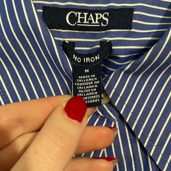 Chaps Blue Button Down Dress Shirt Size M - Picture 2 of 3
